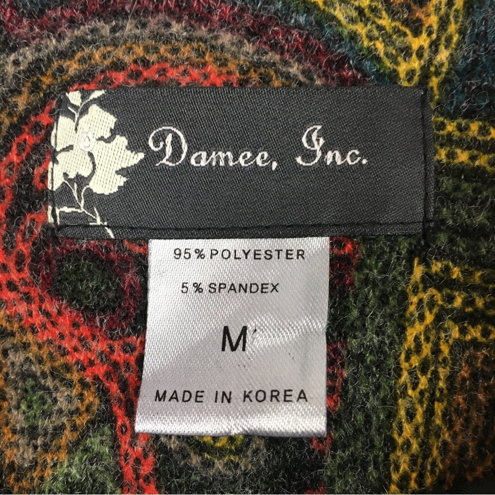 Damee Inc Mosaic Swing Coat Sz Medium Multicolor Pockets Lined Boho Artsy - Picture 2 of 14